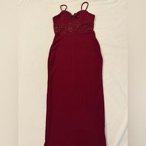 SHEIN Strapless Burgundy Dress